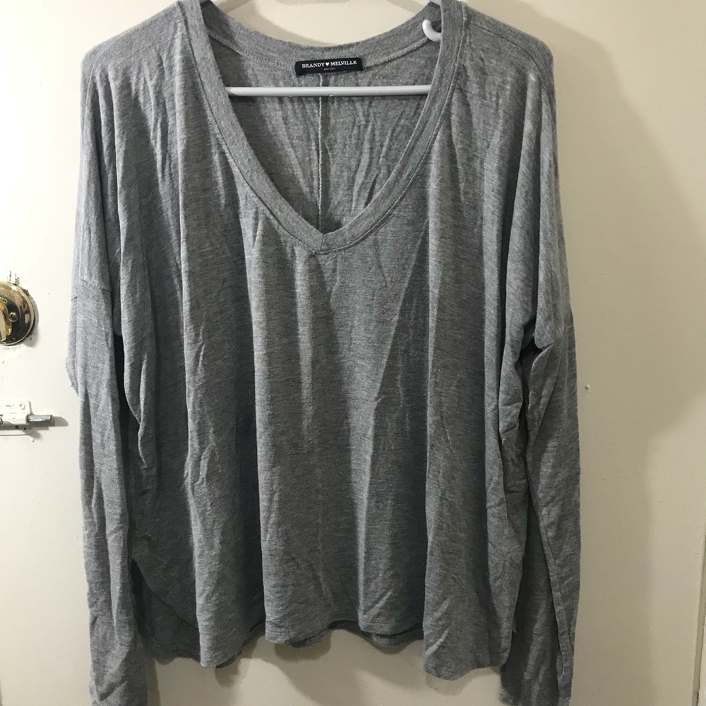 Brandy gray soft pullover long sleeve